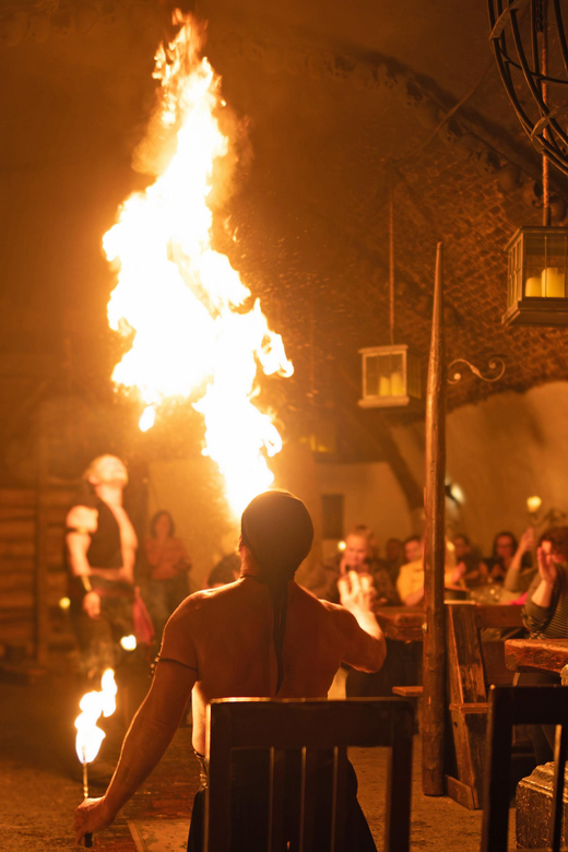 From Prague: Medieval Dinner, Show, Castle and Brewery - Music, dancers, and a fiery finale
